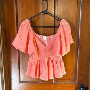 Coral Off-Shoulder Women's Top